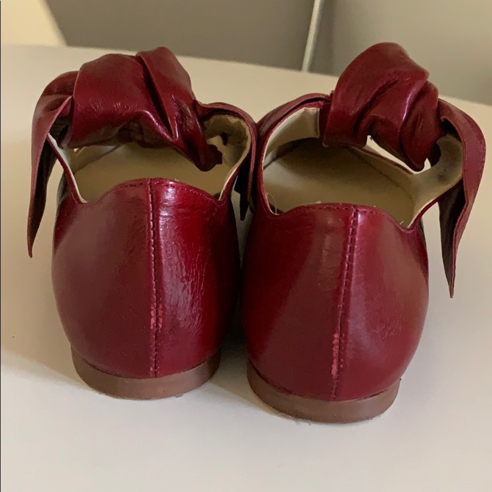 Zara Basic Collection Red Leather Bow Flat Shoes - image 4